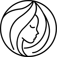 line drawing of woman's head